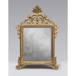 BEAUTIFUL MIRROR IN GILDED WOOD, 19TH CENTURY with frame modanata and frieze upper to volutes,