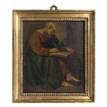 ITALIAN PAINTER, 19TH CENTURY APOSTLE MARK Oil on cardboard, cm. 22 x 19 Gilded frame PITTORE