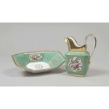 PITCHER IS BASIN IN PORCELAIN, PROBABLY FRANCE PERIOD LUIGI FILIPPO with fund to green enamel and