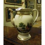 PORCELAIN TEAPOT, 19TH CENTURY to white enamel, polychrome and gold. Decorated body to landscapes