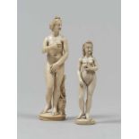 TWO IVORY SCULPTURES, GERMANY OR FRANCE LATE 18TH CENTURY representing female allegories from