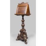 A RARE AND LARGE WALNUT DESK, SECOND HALF OF 17TH CENTURY pillar carved with acanthus leaves and