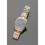 WRIST CLOCK FOR WOMAN ROLEX OYSTER PERPETUAL with box and bracelet in gold and steel, blue