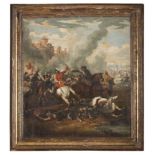 JOSEPH PARROCEL, workshop of (Brignoles 1646 - Paris 1704) BATTLE AMONG CHRISTIAN RIDERS Oil on