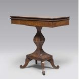 WALNUT PLAY-TABLE, FIRST HALF 19TH CENTURY with inlays to vegetable motives and griffons in wood