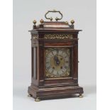 A RARE ROSEWOOD TABLE CLOCK, ROME 18TH CENTURY box with finishes and applications in gilded