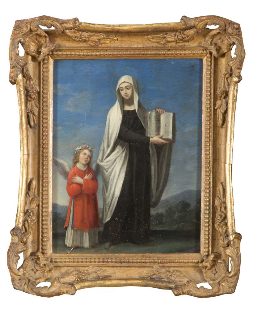 EUROPEAN PAINTER, EARLY 19TH CENTURY SAINT FRANCESCA ROMANA Oil on panel, cm. 21 x 16,5 FRAME