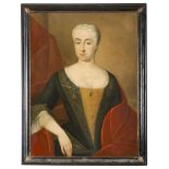 ITALIAN PAINTER, 18TH CENTURY PORTRAIT OF HELENA CHARLOTTE RUBEL Oil on canvas applied on faesite,