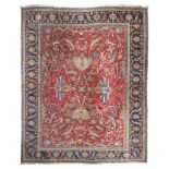 SPLENDID AND RARE HERIZ CARPET, EARLY 20TH CENTURY with sketch to two great palmette and shoots with