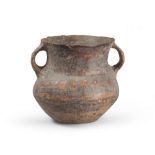 DAUNIAN AMPHORA, 5TH CENTURY B. C. Beige clay, slip coating orange and brown glaze. smooth flared
