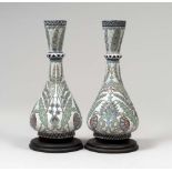 A PAIR OF PERSIAN IZNIK CERAMIC VASES, 20TH CENTURY Measures cm. 52 x 23. Good condition. COPPIA