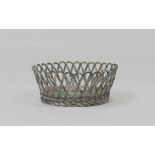 SILVER BASKET, 20TH CENTURY with fund and edge to false midollino. Measures cm. 9 x 22, weight gr.