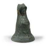 BRONZE BELL, NORTHERN ITALY DATED 1569 with outline to bust of priestess. Chiselled body with