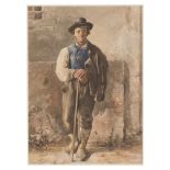 ARTHUR ORSELLI (19th century) CANTER'S FIGURE Water-color on paper, cm. 28 x 20 Signed in low to the
