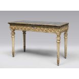 A BEAUTIFUL LACQUERED WOOD CONSOL, CENTRAL ITALY, LUIGI XVI PERIOD with marble Portoro top, with