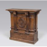 A RARE WALNUT KNEELING-CUPBOARD BENCH, 19TH CENTURY with forehead to a graven counter and two