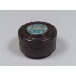 A CHINESE WOOD AND CLOISONNE' ZITAN BOX, 18TH CENTURY Measures cm. 7 x 12. Good condition. SCATOLA