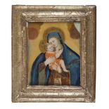 NEAPOLITAN PAINTER, 19TH CENTURY VIRGIN WITH CHILD Oil on glass, cm. 27 x 21,5 CONDITIONS OF THE