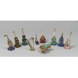 TEN MODELS OF MUSICAL TOOLS, 20TH CENTURY in marble, malachite, eye of tiger, quartz and jade.