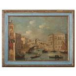 VENETIAN PAINTER, EARLY 19TH CENTURY VIEW OF RIALTO BRIDGE Oil on canvas. cm. 30 x 41 FRAME Wood