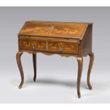 A SMALL WALNUT FLIP-TOP CABINET, PIEDMONT 18TH CENTURY with edgings and inlays in wood of boxwood,