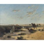 PAUL JEAN-BAPTISTE LAZERGES (Paris 1845 - Asnières 1902) REST IN THE DESERT Oil on canvas, cm. 50