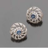 COUPLE OF EARRINGS in white gold 18 kts. Sapphires ct. 2.50 ca., bright ct. 1.20 ca., total weight