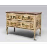 PAINTED WOOD CHEST OF DRAWERS, CENTRAL ITALY LATE 18TH CENTURY with greenish lacquer background,