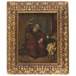 EUROPEAN PAINTER, 19TH CENTURY THE ALCHEMIST Oil on metal, cm. 16 x 12 Gilded frame PITTORE EUROPEO,