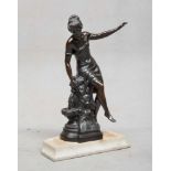 FRENCH SCULPTOR, 19TH CENTURY WOMAN TO THE FOUNTAIN Bronze sculpture, cm. 60 x 36 x 25 Signed '