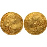 RUSSIAN COINS AND MEDALS, Peter I, 1689-1725, 2 Ducat 1714. Moscow, Red mint. GOLD. 6.4 gm. Novodel.