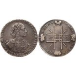 RUSSIAN COINS AND MEDALS, Peter I, 1689-1725, Rouble 1722. Moscow, Kadashevsky mint. 27.0 gm. Clover