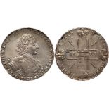 RUSSIAN COINS AND MEDALS, Peter I, 1689-1725, Rouble 1722. Moscow, Kadashevsky mint. Bit 491 (R),