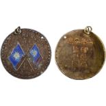 CHINA - MEDALS, 中國 - 紀念章, Republic 民國: Silver and Enamelled Medal, 1912, Obv crossed flags at