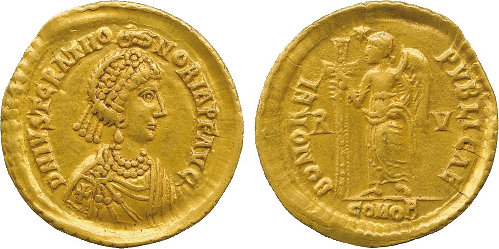 THE ALFRED FRANKLIN COLLECTION OF ANCIENT COINS, ROMAN GOLD, Justa Gratia Honoria (sister of