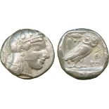 ANCIENT GREEK COINS, Attica, Athens (c.460-450 BC), Silver Tetradrachm, transitional issue, head