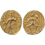 WORLD COINS, India, Kushan Empire, Vasudeva III (c.360-365 AD), Gold Dinar, king standing facing,