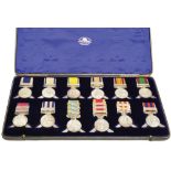 MILITARY MEDALS, Miscellaneous, Cased Set of 12 Menu Card Holders, fashioned from 19th Century