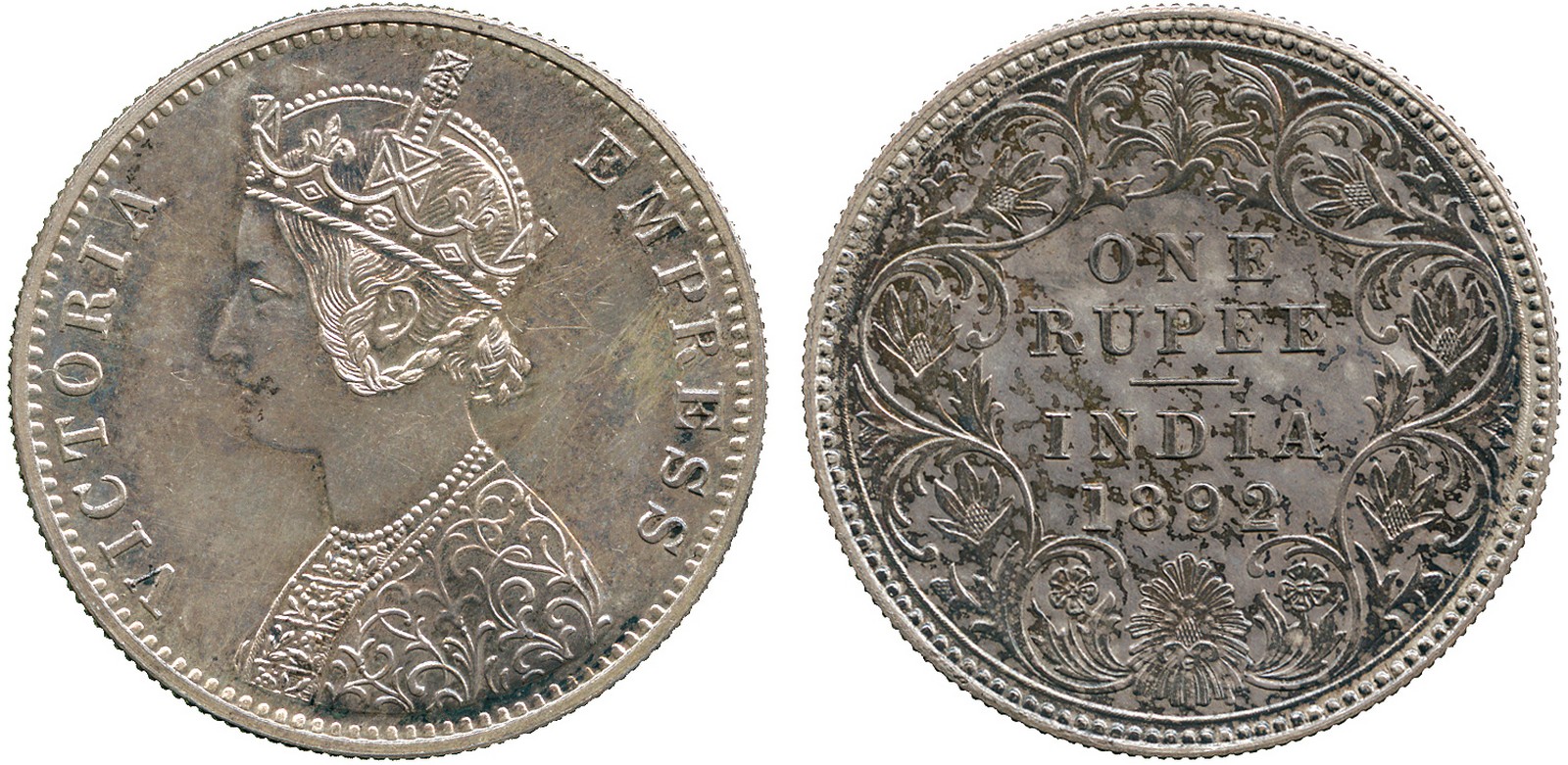 WORLD COINS, India, British India, Victoria, Restrike Silver Proof Rupee, 1892C, C3/I, 11.68g (SW