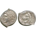ANCIENT GREEK COINS, Sicily, Leontinoi (c.430-425 BC), Silver Tetradrachm, laureate head of Apollo