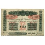 BANKNOTES, 紙鈔, INDIA, 印度, Government of India: Uniface 10-Rupees, 5 August 1919, universalised