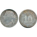 COINS. 錢幣, MALAYSIA - STRAITS SETTLEMENTS, 馬來西亞 - 海峽殖民地, Victoria: Silver 10-Cents, 1883 (Pr 90;