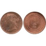 COINS. 錢幣, MALAYSIA - STRAITS SETTLEMENTS, 馬來西亞 - 海峽殖民地, Victoria: Bronze ½-Cent, 1889 (Pr 203; KM