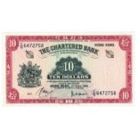 BANKNOTES, 紙鈔, CHINA - HONG KONG, 中國 - 香港, Chartered Bank 渣打銀行: $10, 9 April 1959, serial no.TG