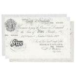 BANKNOTES, Great Britain, Bank of England, uniface White £5 (3), 6 October 1949, London, serial no.