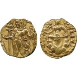 WORLD COINS, India, Gupta, Chandragupta II (380-414 AD), Gold Dinar, archer type, CHANDRA below