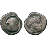 ANCIENT COINS, GREEK COINS, Boiotia, Thebes (c.440-380 BC), Silver Stater, Boiotian shield, rev