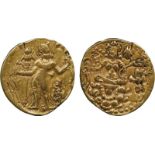 WORLD COINS, India, Gupta, Chandragupta II, Gold Dinar, archer type, CHANDRA below arm of king