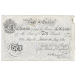 BANKNOTES, Great Britain, Bank of England, uniface White £10, 18 May 1934, London, serial no.K135