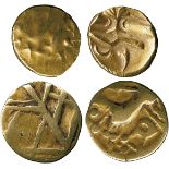 ANCIENT COINS, ANCIENT BRITISH, Celtic Gold, Gallo-Belgic import B, Nervii(?), Gold ¼-Stater, 1.81g,